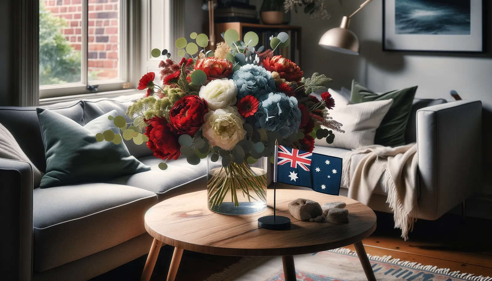 Envoyer des fleurs en Australie - bouquet de fleurs inspiré par les couleurs du drapeau d'Australie
