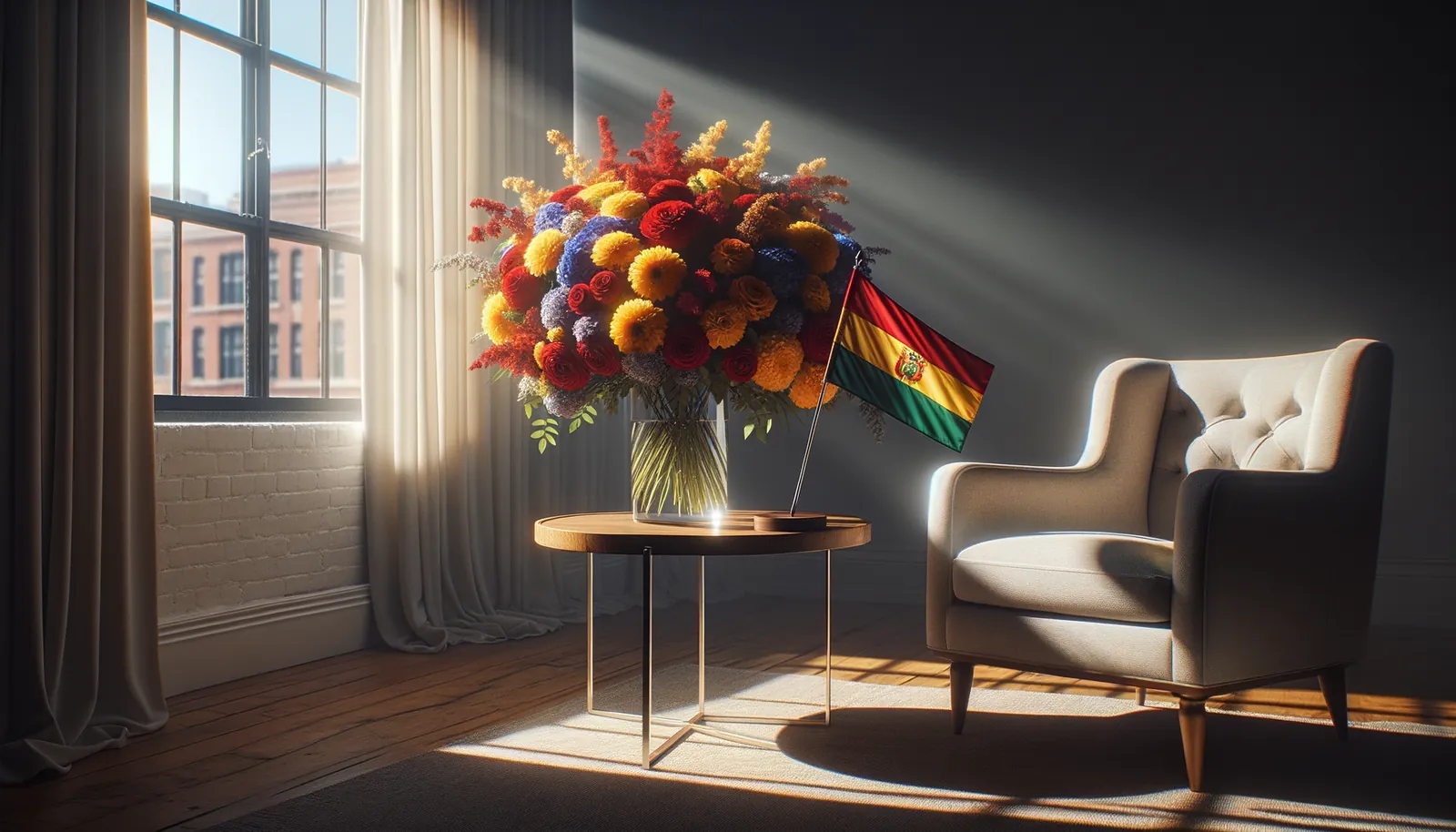 Envoyer des fleurs en Bolivie - bouquet de fleurs inspiré par les couleurs du drapeau de Bolivie