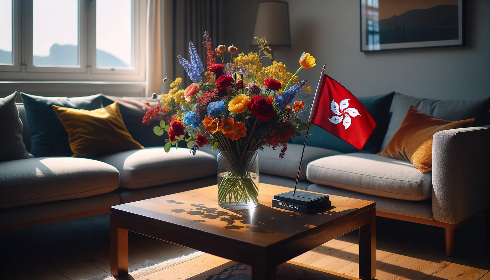 Envoyer des fleurs à Hong Kong - bouquet de fleurs inspiré par les couleurs du drapeau de Hong Kong