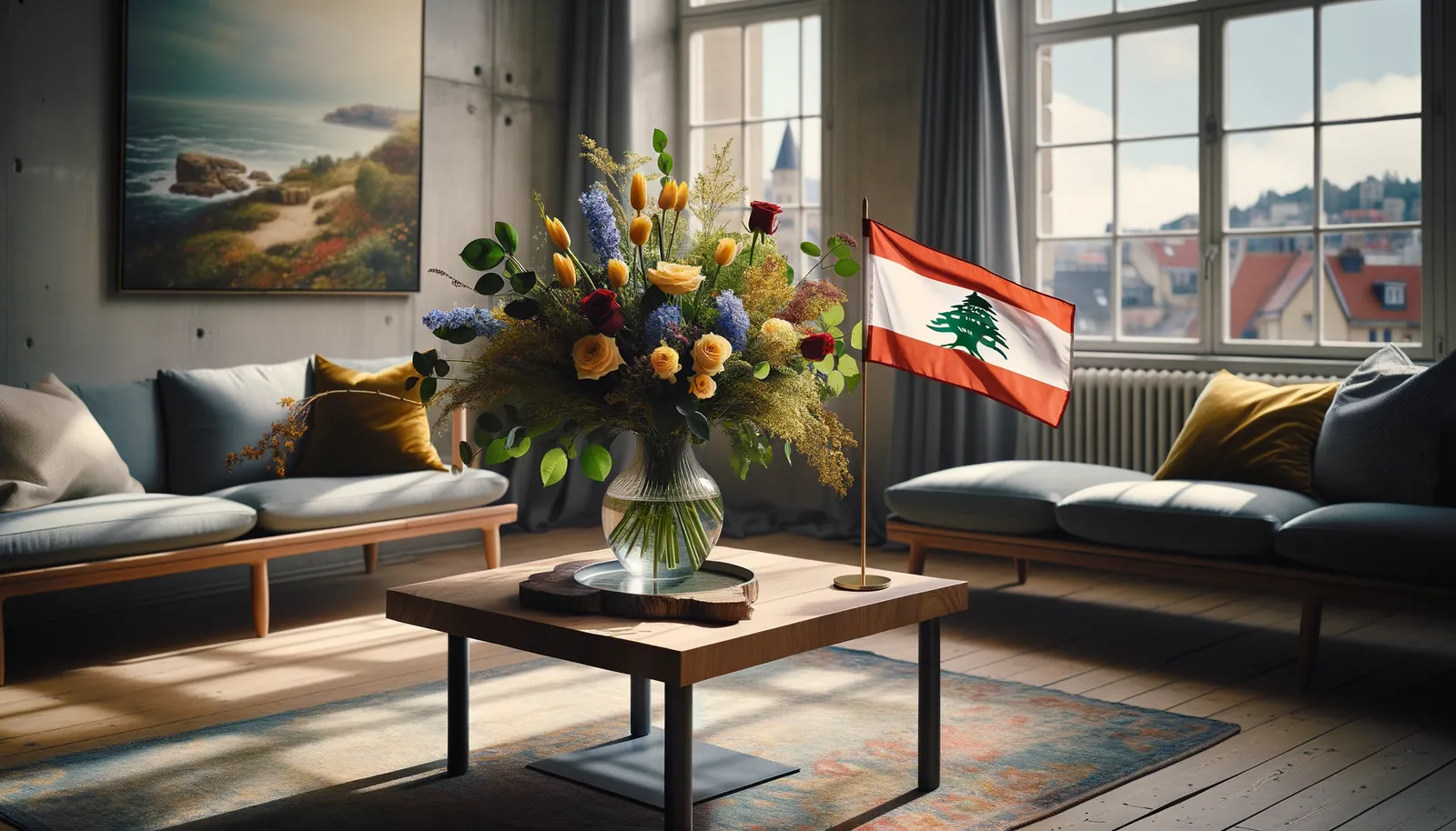 Envoyer des fleurs au Liban - bouquet de fleurs inspiré par les couleurs du drapeau du Liban