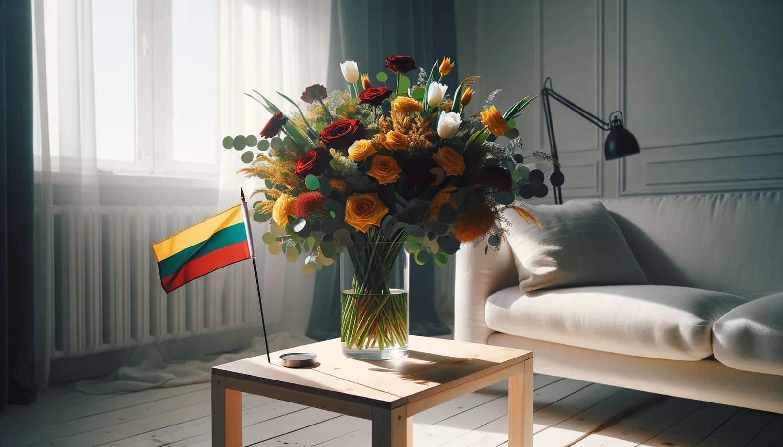 Envoyer des fleurs en Lituanie - bouquet de fleurs inspiré par les couleurs du drapeau de Lituanie