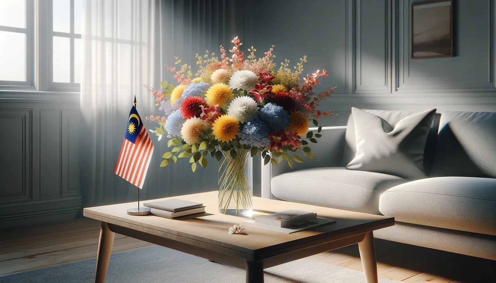Envoyer des fleurs en Malaisie - bouquet de fleurs inspiré par les couleurs du drapeau de Malaisie
