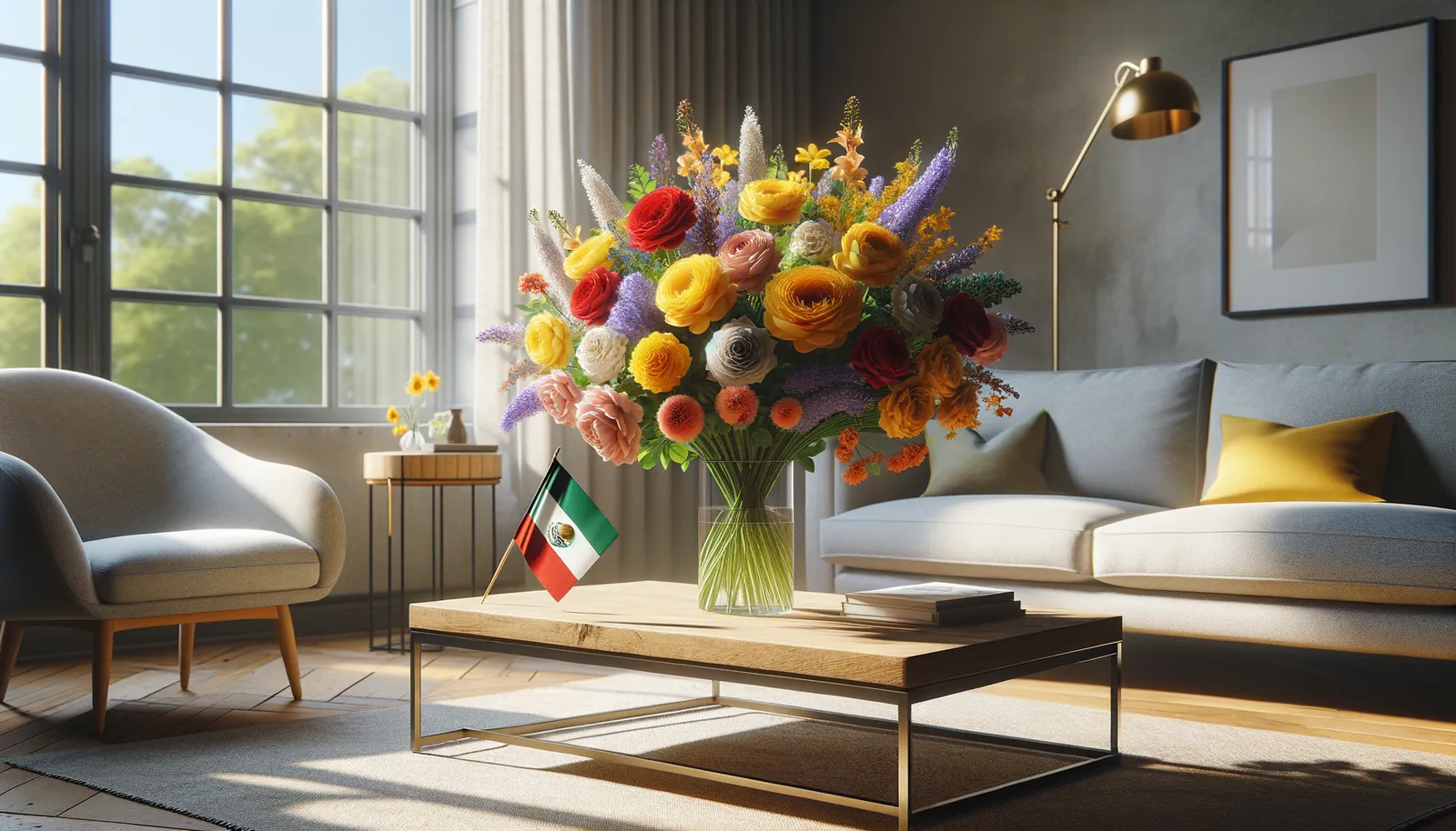 Envoyer des fleurs au Mexique - bouquet de fleurs inspiré par les couleurs du drapeau du Mexique