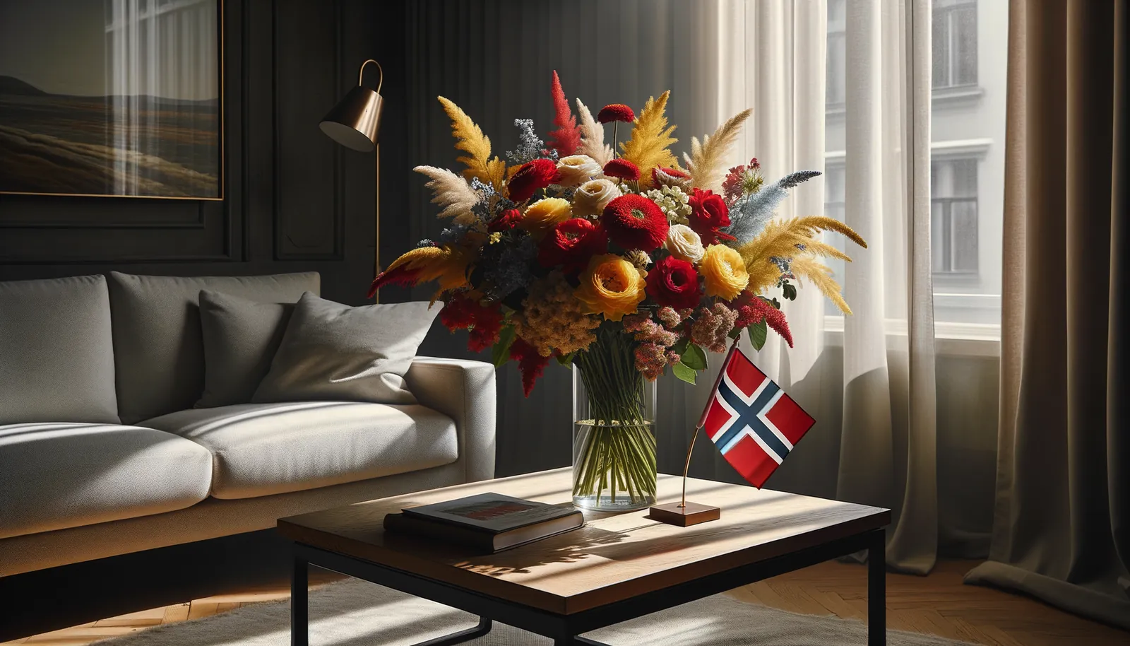 Envoyer des fleurs en Norvège - bouquet de fleurs inspiré par les couleurs du drapeau de Norvège