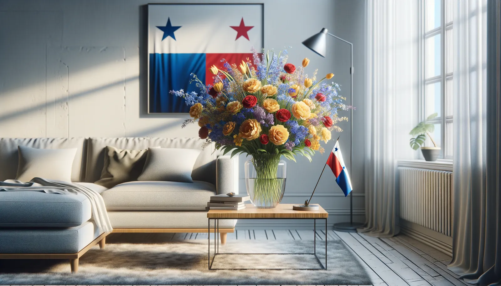 Envoyer des fleurs au Panama - bouquet de fleurs inspiré par les couleurs du drapeau du Panama