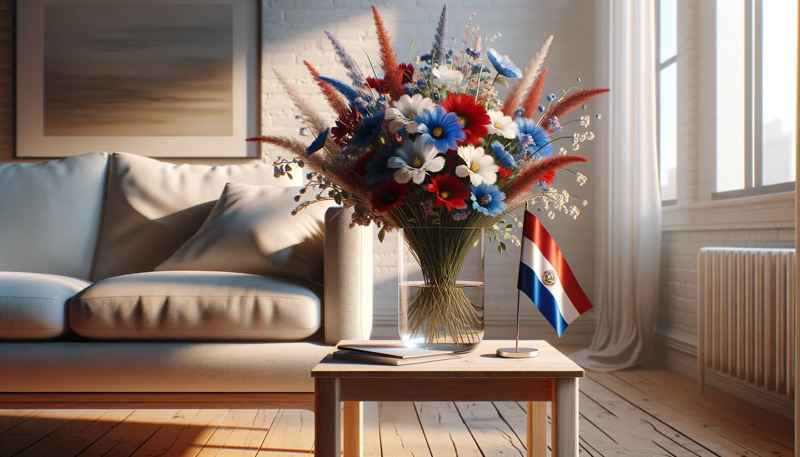 Envoyer des fleurs au Paraguay - bouquet de fleurs inspiré par les couleurs du drapeau du Paraguay
