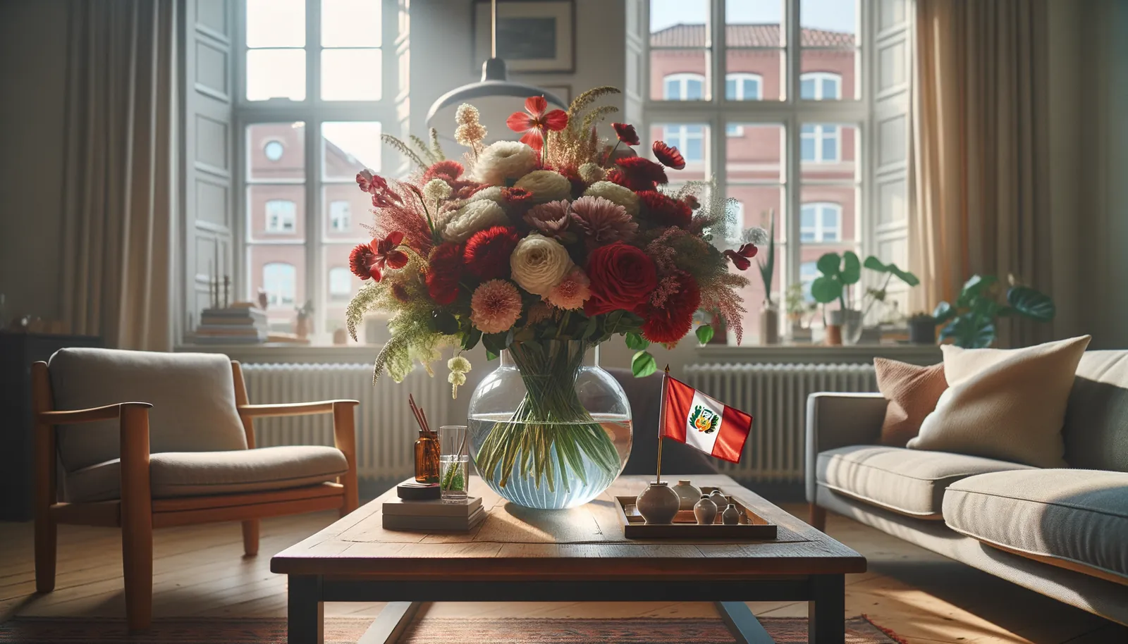 Envoyer des fleurs au Pérou - bouquet de fleurs inspiré par les couleurs du drapeau du Pérou