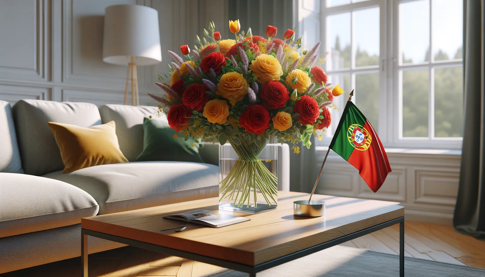 Envoyer des fleurs au Portugal - bouquet de fleurs inspiré par les couleurs du drapeau du Portugal