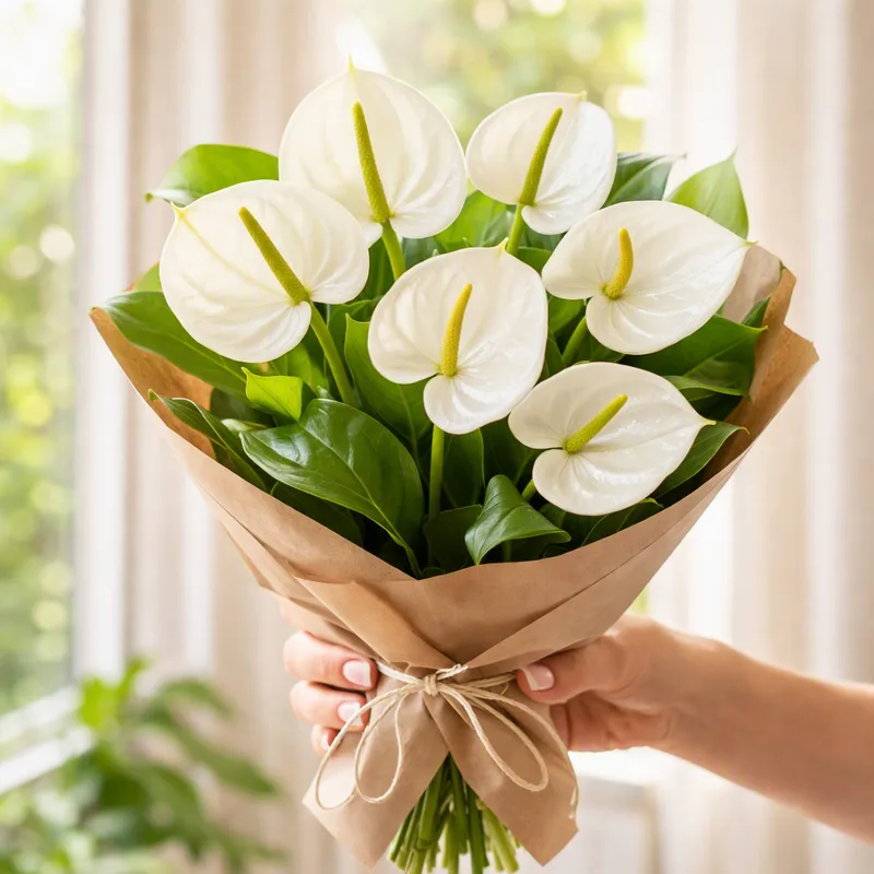 Anthurium (fleur flamant) - blanc - image 3