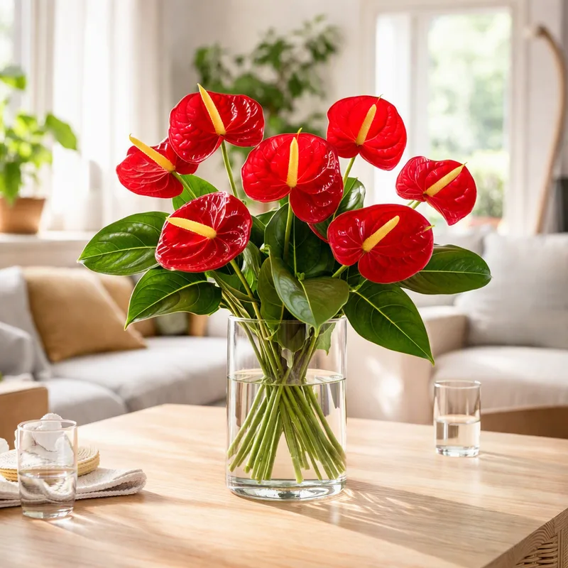Anthurium (fleur flamant) - rouge - image 2